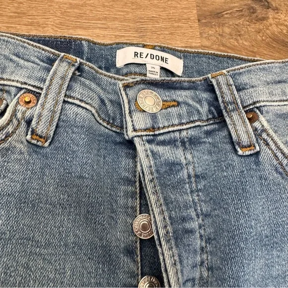 Re/Done Blue 90's High Rise Loose Straight Leg‎ Jeans Size 25 - Picture 6 of 10